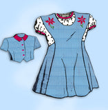 Anne Adams 4647: 1940s Cute Baby Girls Feedsack Suit Sz 1 Vintage Sewing Pattern