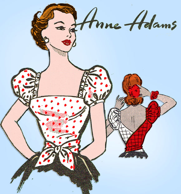 Anne Adams 4719: 1950s Misses Wrap Around Blouse Sz 30 B Vintage Sewing Pattern - Vintage4me2