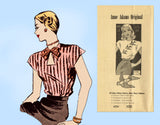 Anne Adams 4761: 1940s Charming Misses Keyhole Blouse 32B Vintage Sewing Pattern