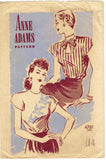 Anne Adams 4761: 1940s Charming Misses Keyhole Blouse 32B Vintage Sewing Pattern