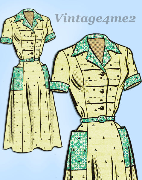 Anne Adams 4775: 1950s Plus Size Street Dress Sz 40 Bust Vintage Sewing Pattern - Vintage4me2