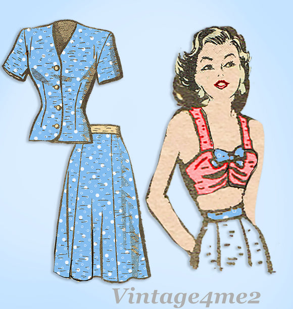 Anne Adams 4588: 1950s Misses Sun Dress Size 34 Bust Vintage Sewing Pattern