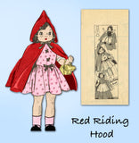 Anne Adams 4932: 1940s Red Riding Hood 18in Doll Clothes Vintage Sewing Pattern