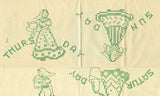 1940s VTG Alice Brooks Embroidery Transfer 6089 Uncut DOW Dutch Gal Tea Towels