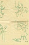 1950s Alice Brooks Embroidery Transfer 6142 Uncut Comic Pups DOW Tea Towel Set - Vintage4me2