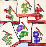 1930s VTG Alice Brooks Embroidery Transfer 7089 Uncut Gingham Fruit Tea Towels