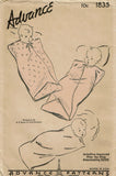 Advance 1835: 1940s Cute and Rare Infants Sleeper Set Vintage Sewing Pattern