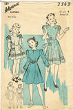 1940s Vintage Toddler Girls WWII Dress 1940 Advance Sewing Pattern 2543 Size 4