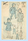 1940s Vintage Advance Sewing Pattern 2571 WWII Toddler Girls Coat & Bonnet Sz 3