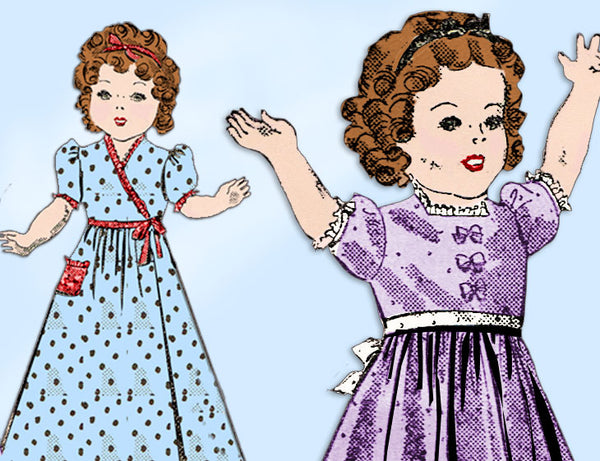 1940s Vintage Advance Sewing Pattern 2616 18 Inch Shirley Temple Doll Clothes