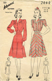 1940s Vintage Advance Sewing Pattern 2649 WWII Misses Bias Cut Dress Sz 36 Bust - Vintage4me2