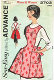 1960s Vintage Advance Sewing Pattern 2703 Misses Flared Apron Size 38 to 40 Bust