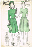 1940s Vintage Misses' WWII Dress 1941 Advance VTG Sewing Pattern 2901 Size 12