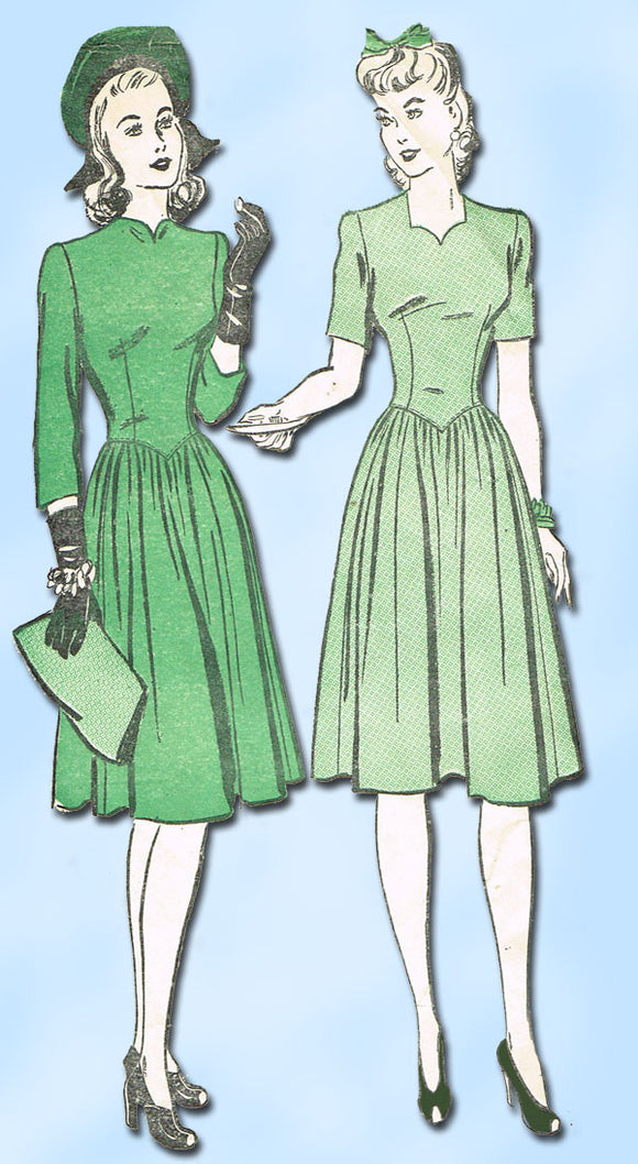 1940s Vintage Misses' WWII Dress 1941 Advance VTG Sewing Pattern 2901 Size 12