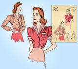 1940s Vintage Advance Sewing Pattern 2943 Charming Misses WWII Blouse Sz 30 Bust