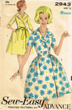 1960s Vintage Advance Sewing Pattern 2943 Easy Misses House Dress Size 12 32B