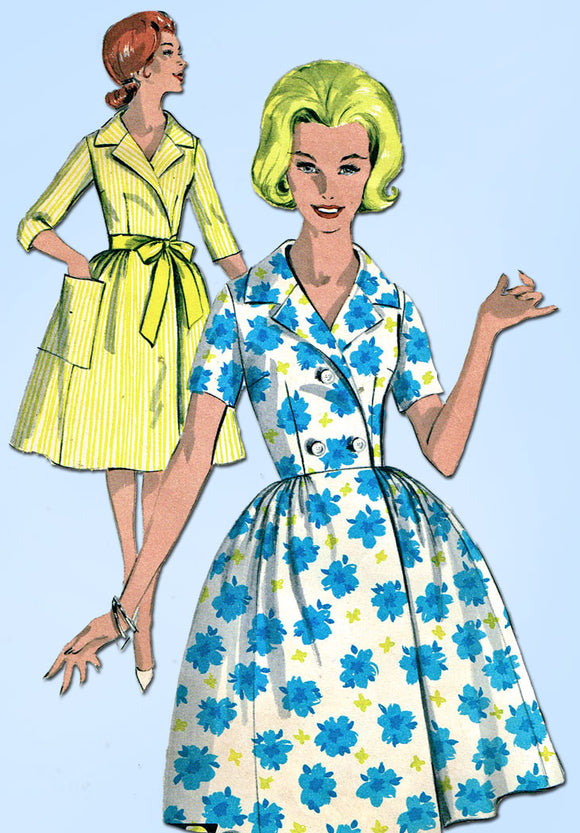 1960s Vintage Advance Sewing Pattern 2943 Easy Misses House Dress Size 12 32B