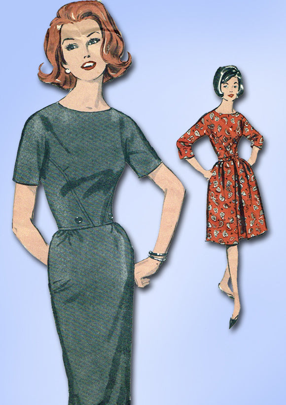 1960s Vintage Advance Sewing Pattern 3025 Uncut Misses Street Dress Size 12 30B - Vintage4me2