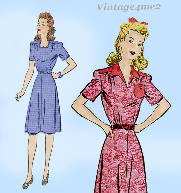 Advance 3070: 1940s Classic WWII Day Dress Sz 36 B Vintage Sewing Pattern