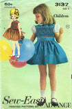 Advance 3137: 1950s Toddler Girls Smocked Dress Sz 2 Vintage Sewing Pattern