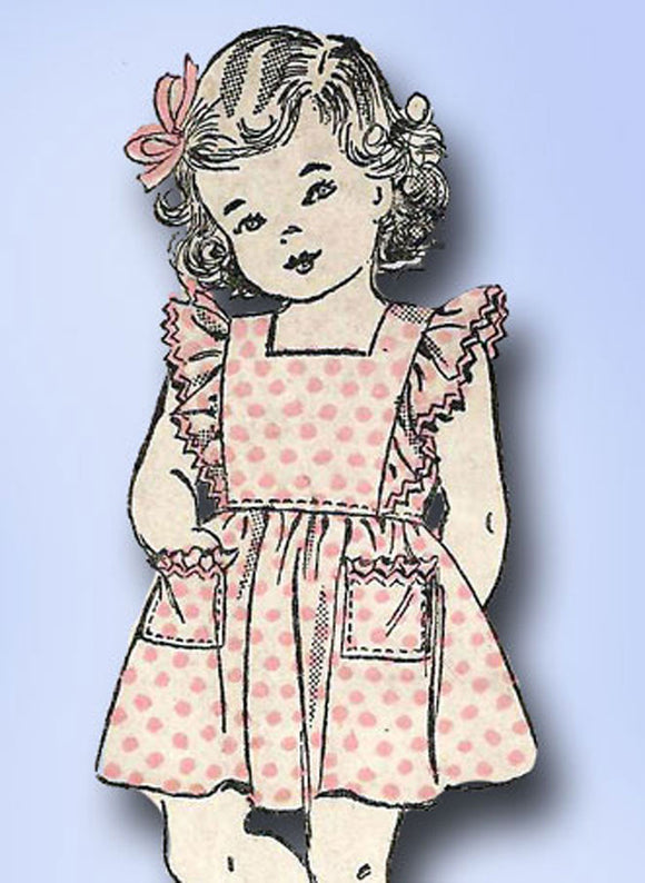 1940s Vintage Toddler Girls Pinafore Dress 1943 Advance Sewing Pattern 3410 Sz 3