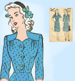 1940s Vintage Advance Sewing Pattern 3666 Misses WWII Saddle Shoulder Dress 38 B -Vintage4me2