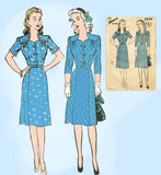 1940s Vintage Advance Sewing Pattern 3666 Misses WWII Saddle Shoulder Dress 38 B -Vintage4me2