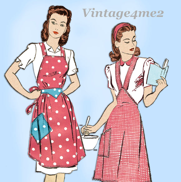 1940s Vintage Advance Sewing Pattern 3710 Rare Misses Full Bib Apron Size Small