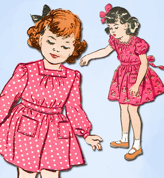 1940s Vintage Advance Sewing Pattern 3714 Uncut WWII Toddler Girls Dress Sz 4 - Vintage4me2