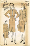 1940s Vintage Advance Sewing Pattern 3964 Uncut Misses WWII Suit Size 14 32 Bust - Vintage4me2