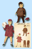 1940s Vintage Advance Sewing Pattern 4001 WWII Toddler Boys Winter Coat & Hat 3 - Vintage4me2