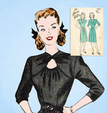 1940s Vintage Advance Sewing Pattern 4069 Misses WWII Keyhole Dress Size 31 Bust -Vintage4me2