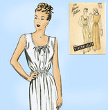 1940s Vintage Advance Sewing Pattern 4089 Easy and Pretty Misses Nightgown 32 B