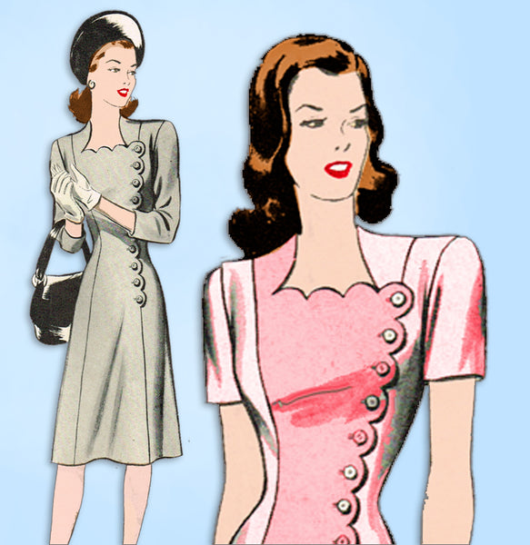 1940s Vintage Advance Sewing Pattern 4126 Uncut Misses Princess Dress Sz 32 Bust