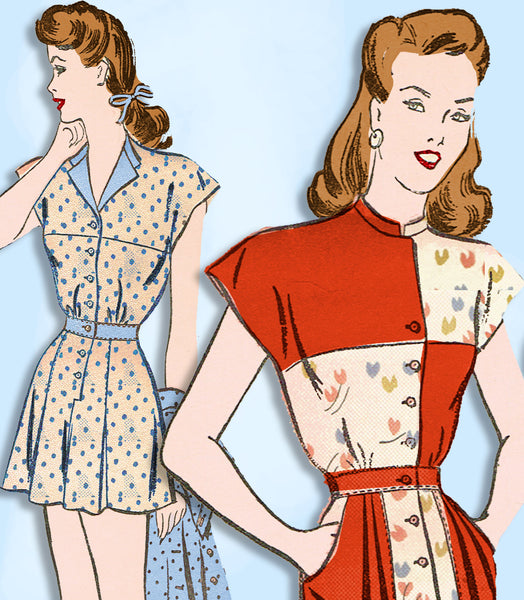 1940s VTG Advance Sewing Pattern 4219 Misses Checkerboard Playsuit & Skirt 30 B -Vintage4me2