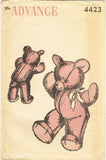 1940s Vintage Advance Sewing Pattern 4423 Rare Uncut Teddy Bear Stuffed Animal