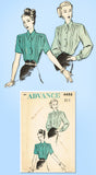 1940s Vintage Advance Sewing Pattern 4486 Uncut Misses Tucked Blouse Sz 34 Bust