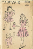 1940s Vintage Advance Sewing Pattern 4726 Little Girls Jumper Dress & Blouse Sz 8 - Vintage4me2