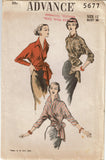 Advance 5677: 1950s Uncut Misses Wrap & Tie Blouse Sz 30B Vintage Sewing Pattern