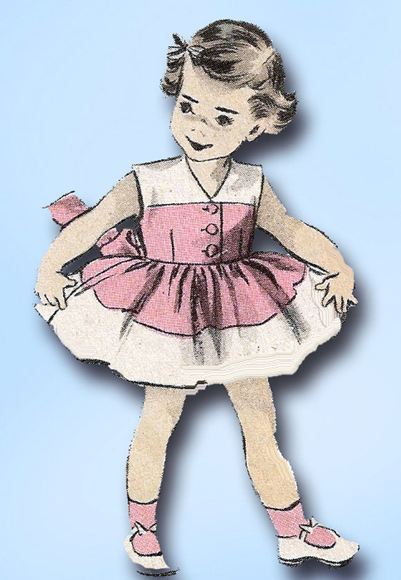 1950s Vintage Advance Sewing Pattern 5799 Cute Toddler Girls Sun Dress Size 6