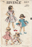 1950s Vintage Advance Sewing Pattern 5817 Sweet Toddler Girls Dress Size 2 21 B