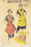 1950s Vintage Advance Sewing Pattern 5884 Misses Set of Aprons Size Small