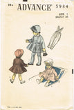 1950s Vintage Advance Sewing Pattern 5934 Baby Girls Coat and Bonnet Size 1