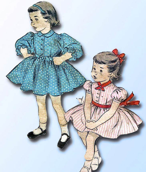 1950s Vintage Advance Sewing Pattern 6155 Uncut Toddler Girls Dress Size 2 21 B