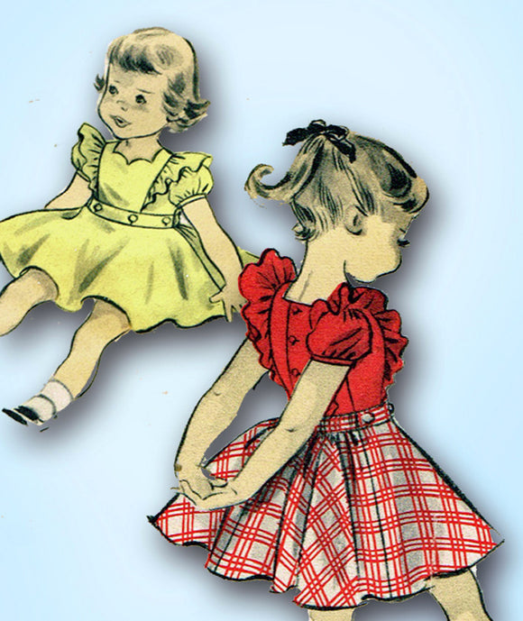 1950s Vintage Advance Sewing Pattern 6514 Toddler Girls Play Clothes Size 4 23B