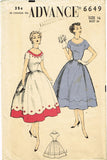 1950s Vintage Misses Cocktail Dress 1954 Advance Sewing Pattern 6649 Size 16