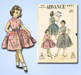 1950s Vintage Advance Sewing Pattern 6691 Uncut Toddler Girls Jumper Dress Sz 6