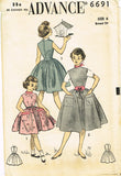 1950s Vintage Advance Sewing Pattern 6691 Uncut Toddler Girls Jumper Dress Sz 6