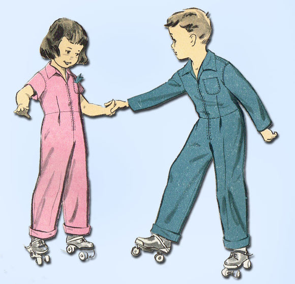 1950s Vintage Advance Sewing Pattern 7978 Toddler Boy Girl Coveralls Size 6 FF