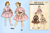 1950s Vintage Advance Sewing Pattern 8023 Toddler Girls Shirtwaist Dress Sz 6